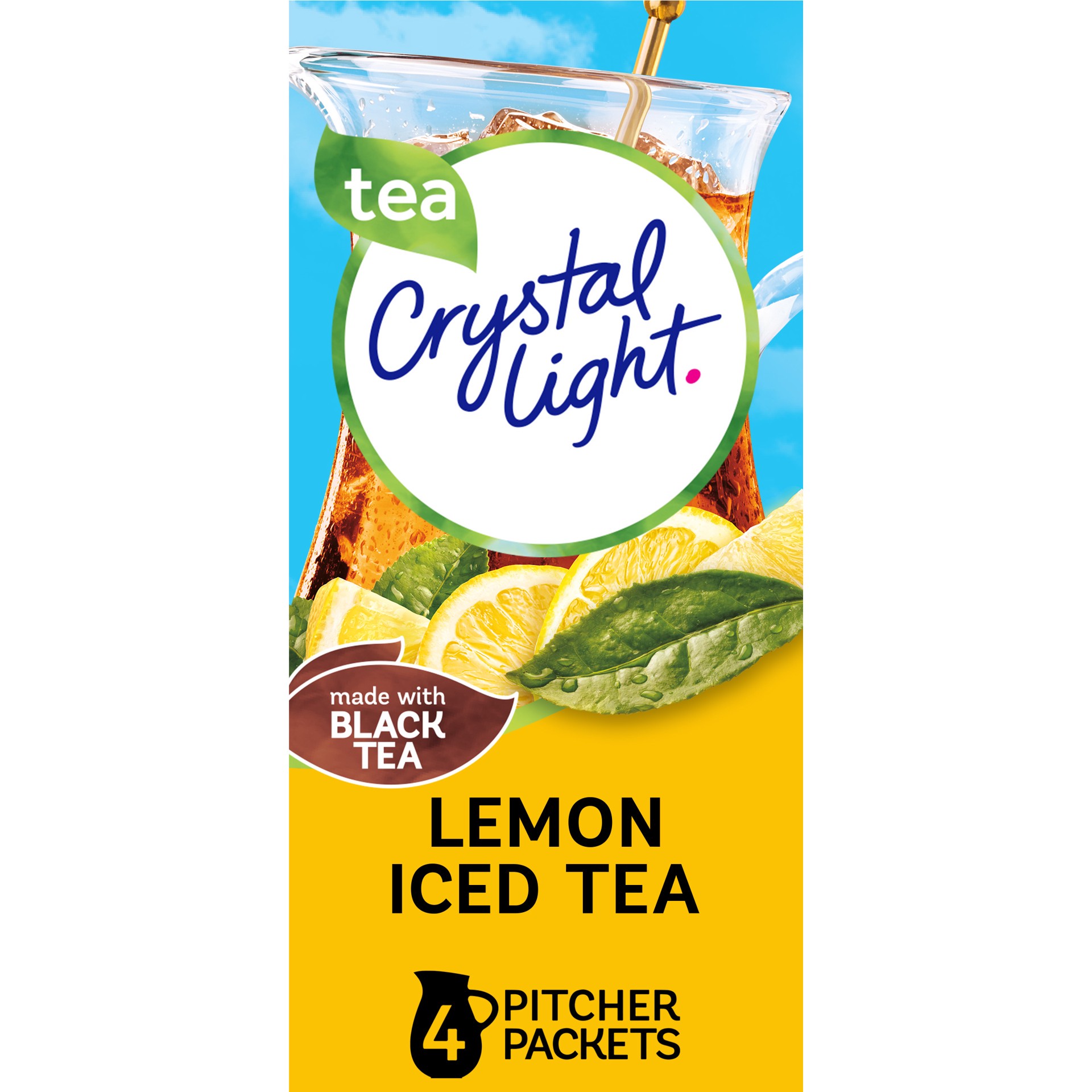 slide 1 of 5, Crystal Light Lemon Iced Tea Naturally Flavored Powdered Drink Mix, 4 ct Pitcher Packets, 4 ct