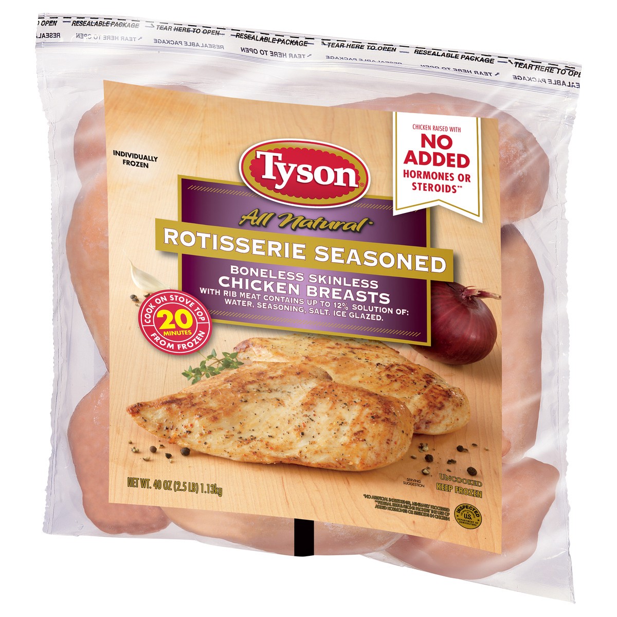 slide 3 of 5, Tyson Rotisserie Seasoned Chicken Breasts, 2.5 lb (Frozen), 1.13 kg