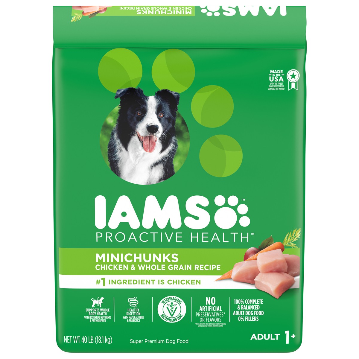 slide 1 of 9, IAMS Proactive Health Minichunks Chicken & Whole Grains Recipe Adult Premium Dry Dog Food - 40lbs, 40 lb