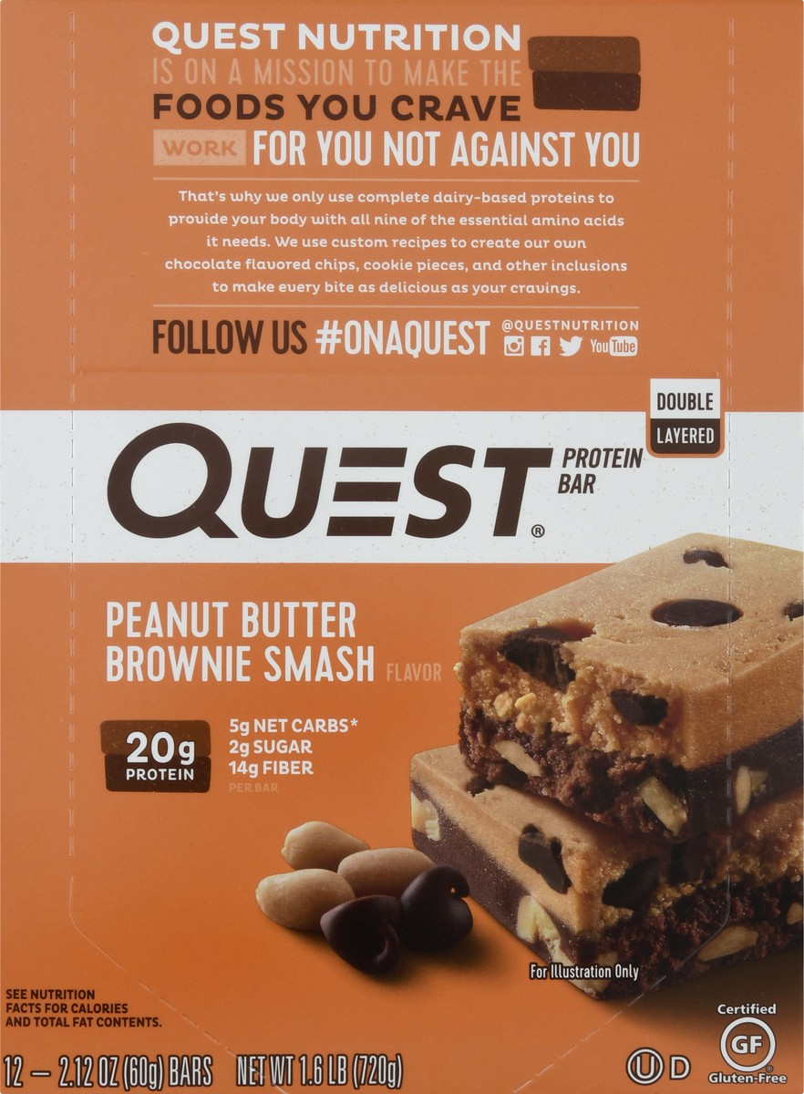 slide 11 of 12, Quest Peanut Butter Brownie Smash Flavor Protein Bar 12 ea, 12 ct