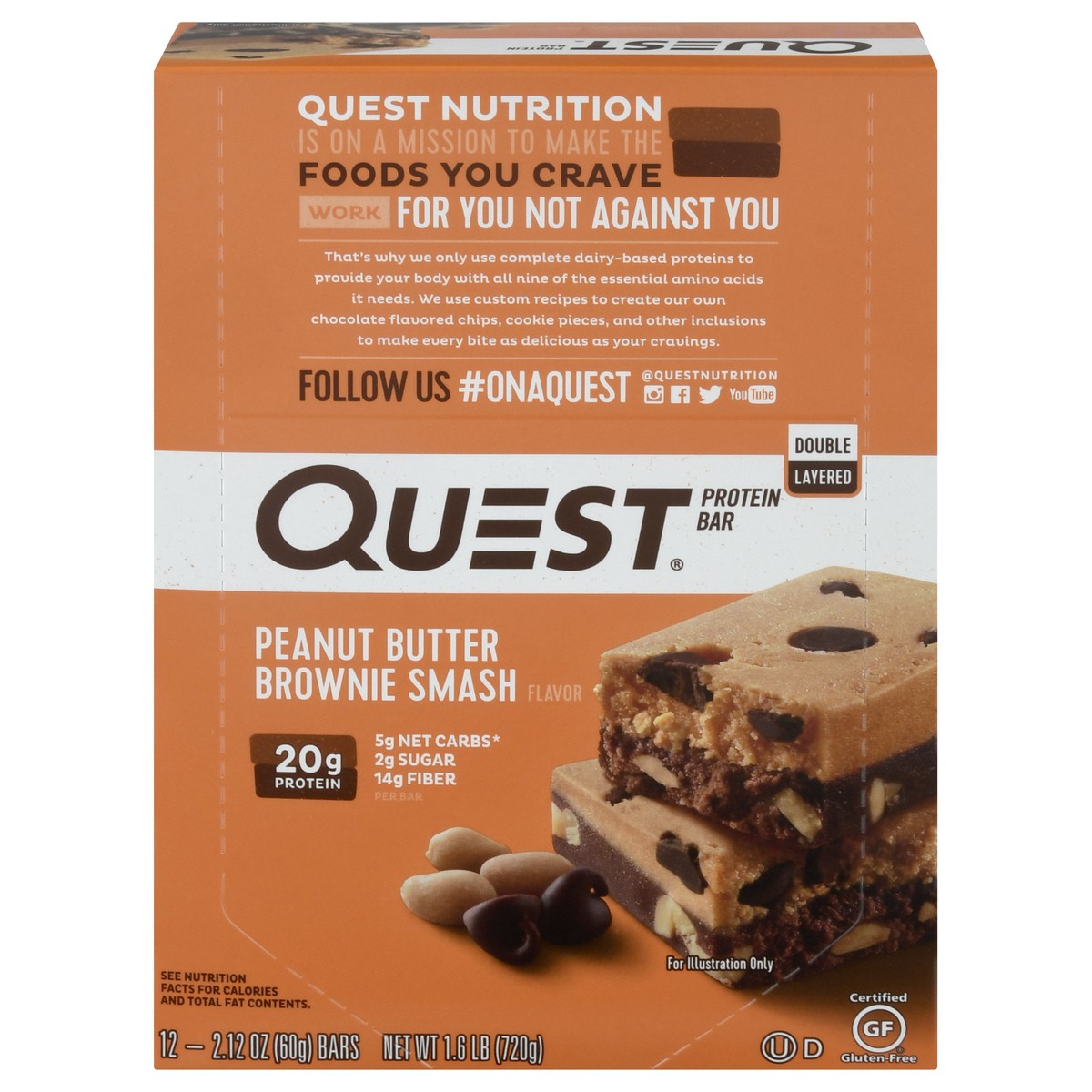 slide 1 of 12, Quest Peanut Butter Brownie Smash Flavor Protein Bar 12 ea, 12 ct