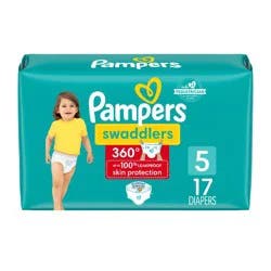 Pampers Swaddlers 360 Pull-On Diapers, Size 5 (22-37 lbs), 17 Count, for up to 100% Leakproof Skin Protection