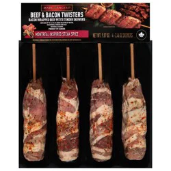 Marcangelo Montreal Inspired Steak Spice Beef & Bacon Twisters 4 - 2.46 oz Skewers