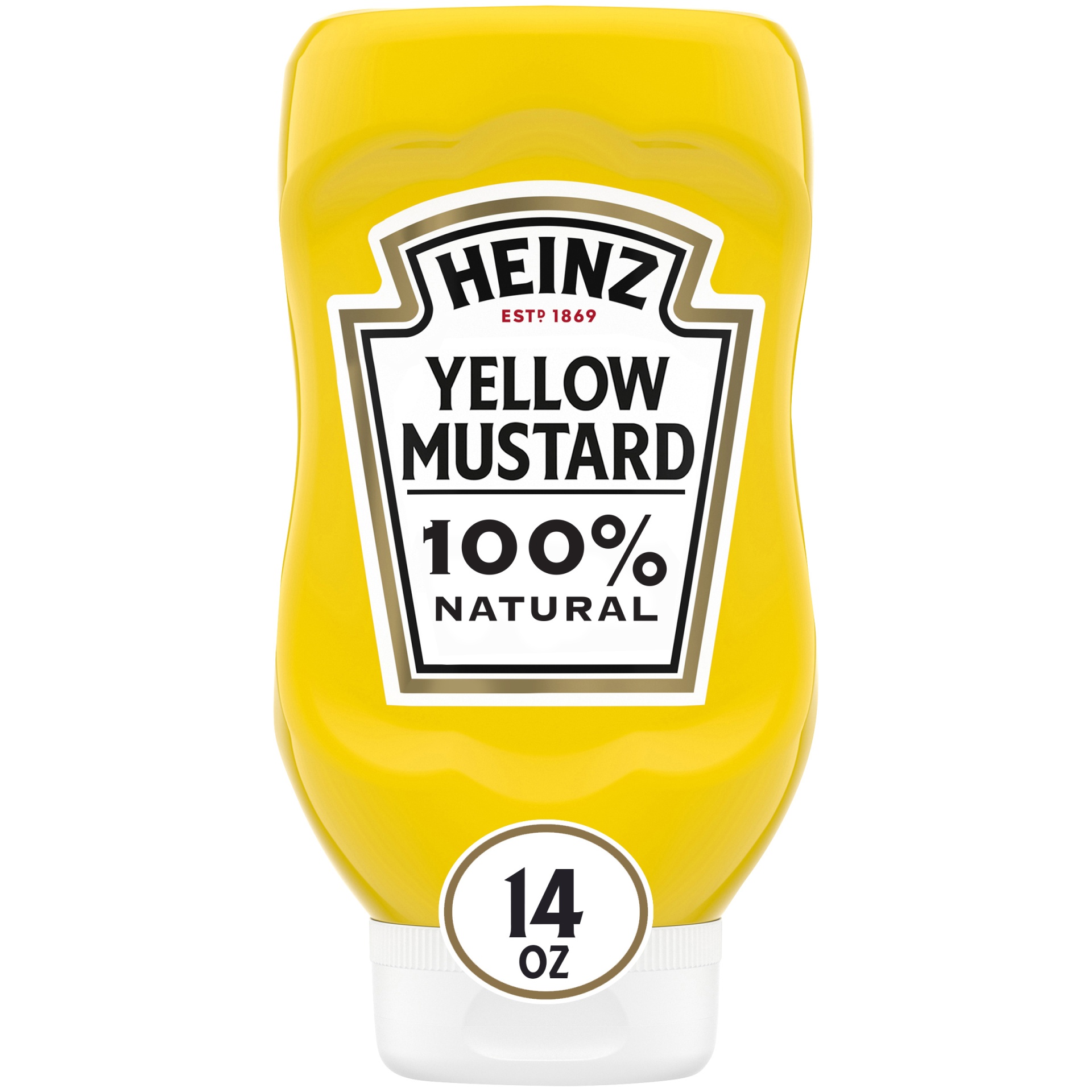 slide 1 of 8, Heinz 100% Natural Yellow Mustard Bottle, 14 oz