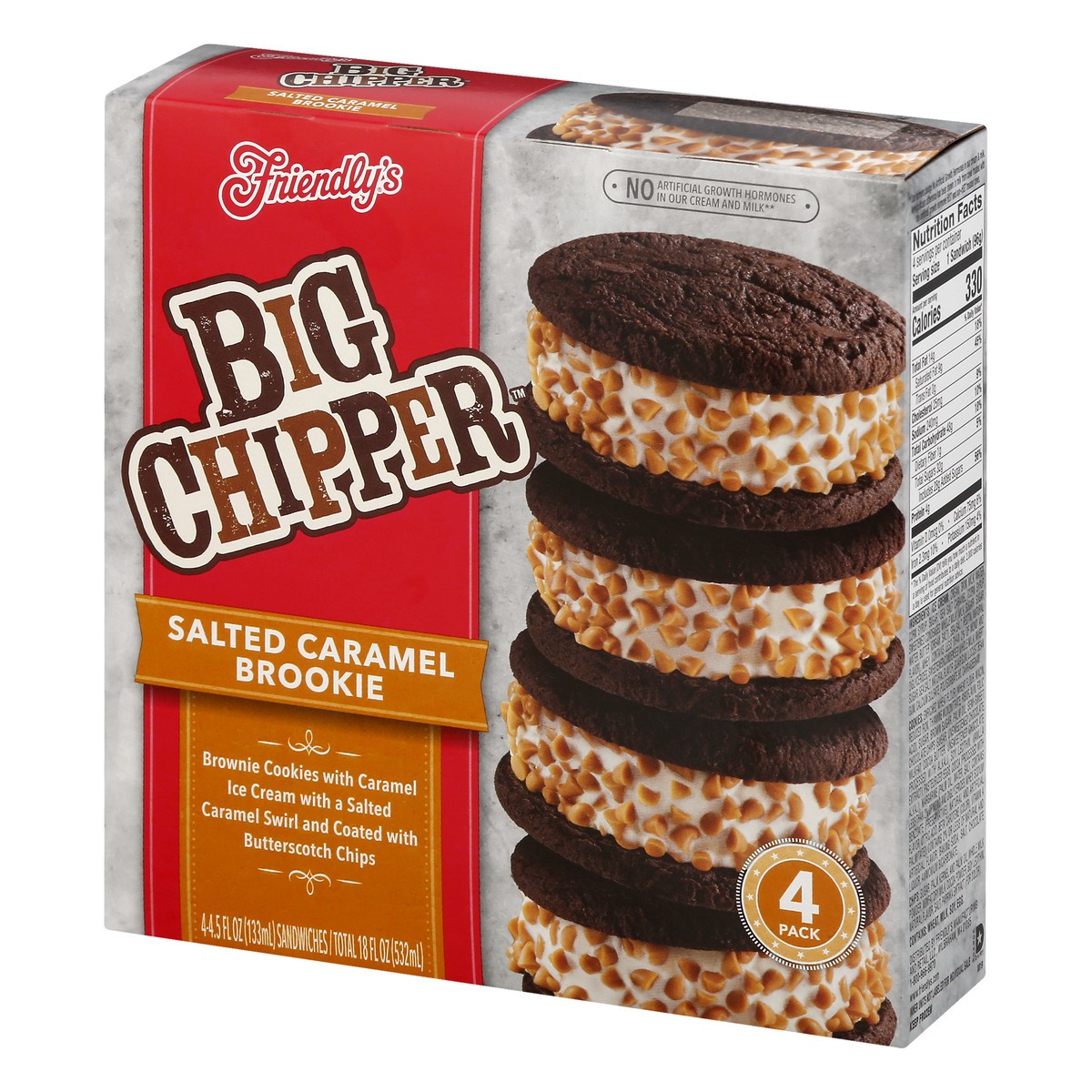 slide 2 of 9, Friendly's Big Chipper Salted Caramel Brookie Ice Cream Sandwiches 4 - 4.5 fl oz Sandwiches, 4 ct