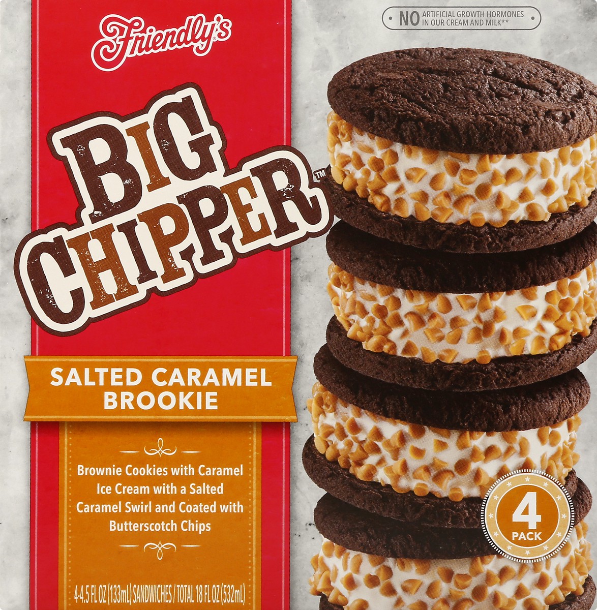 slide 5 of 9, Friendly's Big Chipper Salted Caramel Brookie Ice Cream Sandwiches 4 - 4.5 fl oz Sandwiches, 4 ct