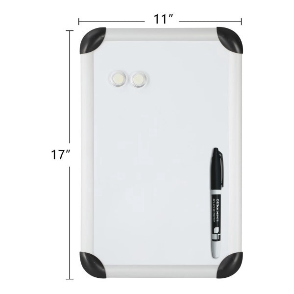 slide 2 of 4, FORAY Mini Magnetic Dry-Erase Board with Aluminum Frame, White Board, Silver Frame, 11 in x 17 in