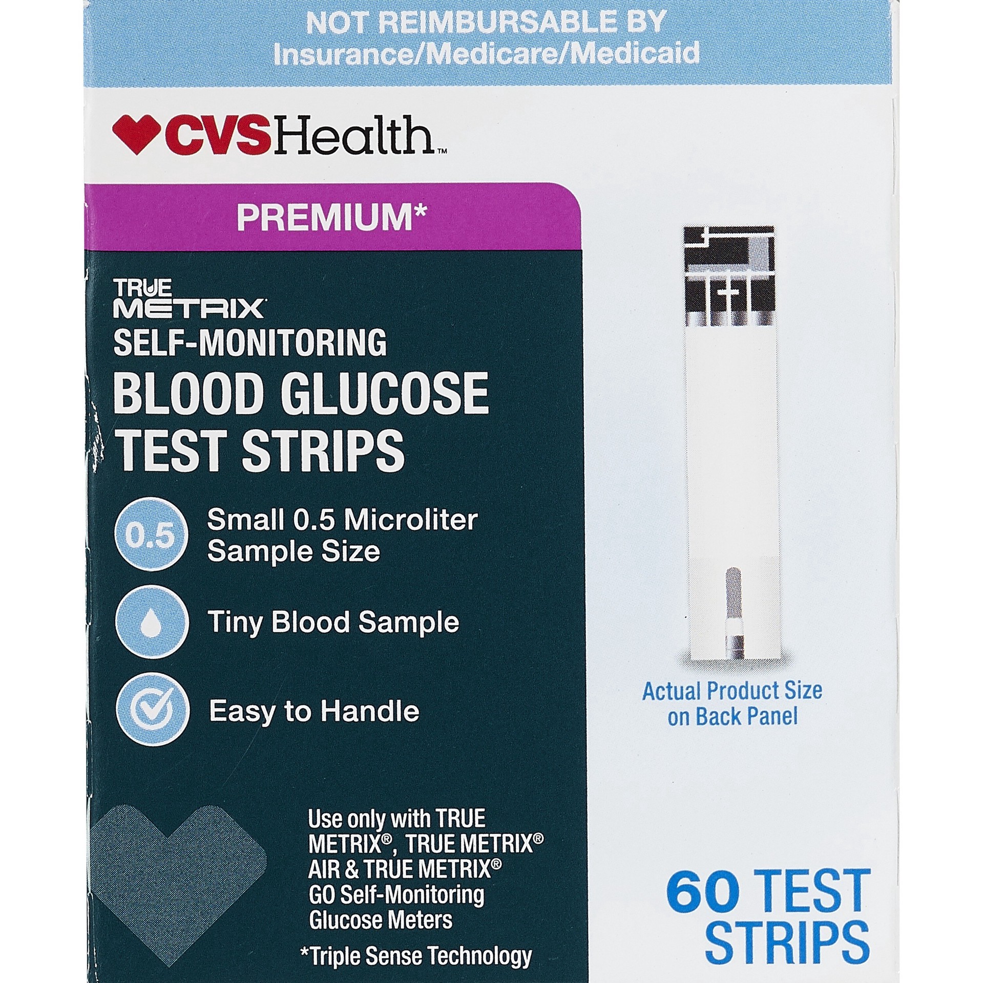 slide 1 of 1, CVS Health True Metrix Blood Glucose Test Strips, 60 Ct, 60 ct