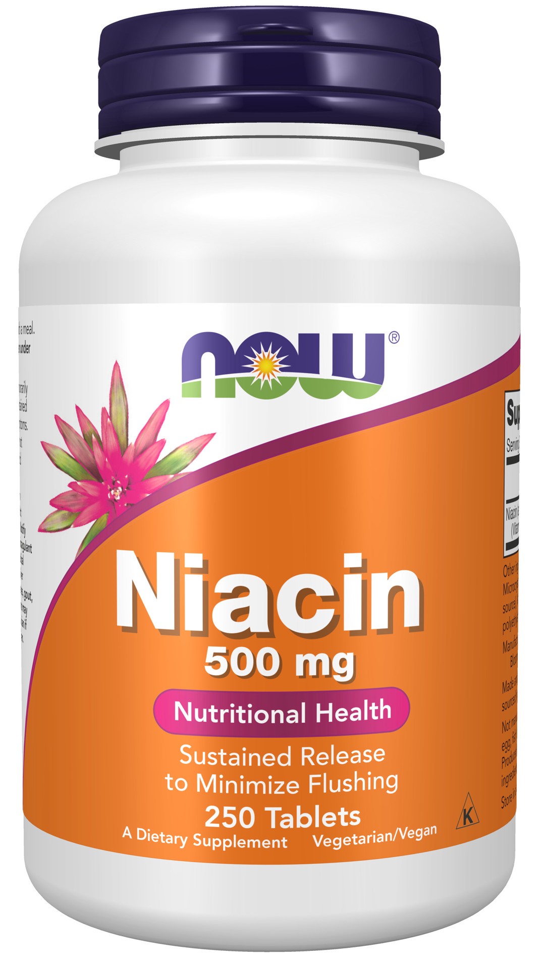 slide 1 of 4, NOW Niacin 500 mg - 250 Tablets, 250 ct