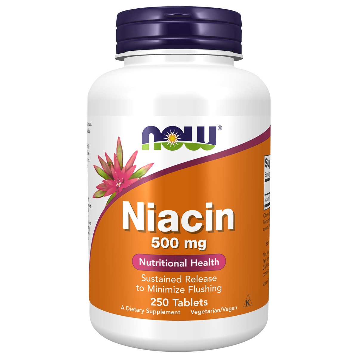 slide 1 of 4, NOW Niacin 500 mg - 250 Tablets, 250 ct