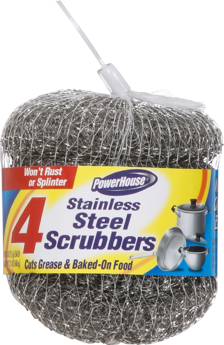 slide 6 of 11, PowerHouse Stainless Steel Srubbers 4 - 0.53 oz Scrubbers, 1 ct