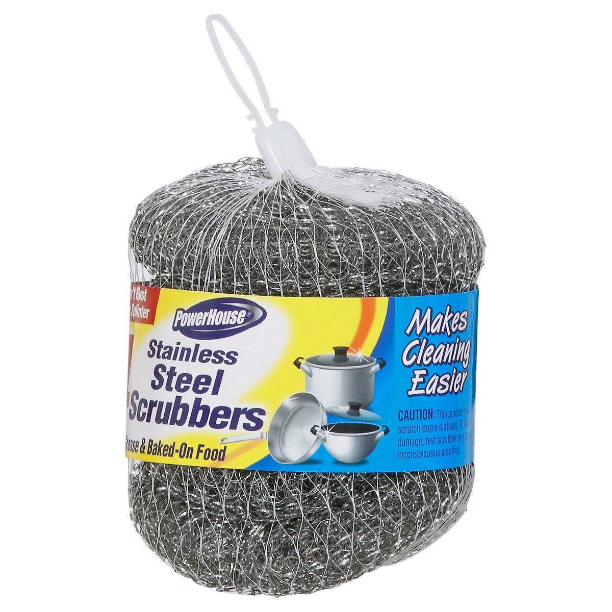 slide 8 of 11, PowerHouse Stainless Steel Srubbers 4 - 0.53 oz Scrubbers, 1 ct