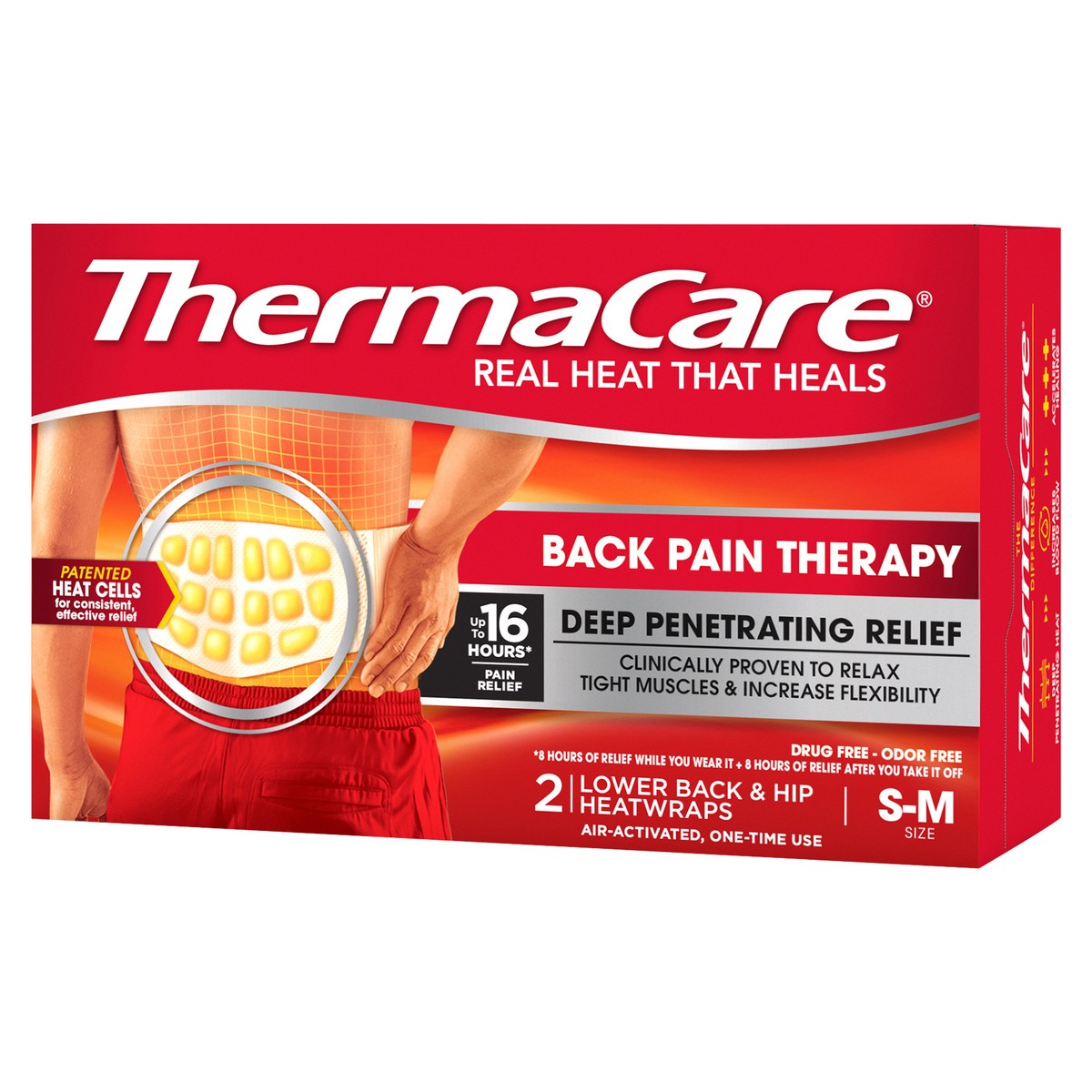 slide 6 of 11, Thermacare Lower Back & Hip Pain Relief Small & Mediumium Patch, 2 ct