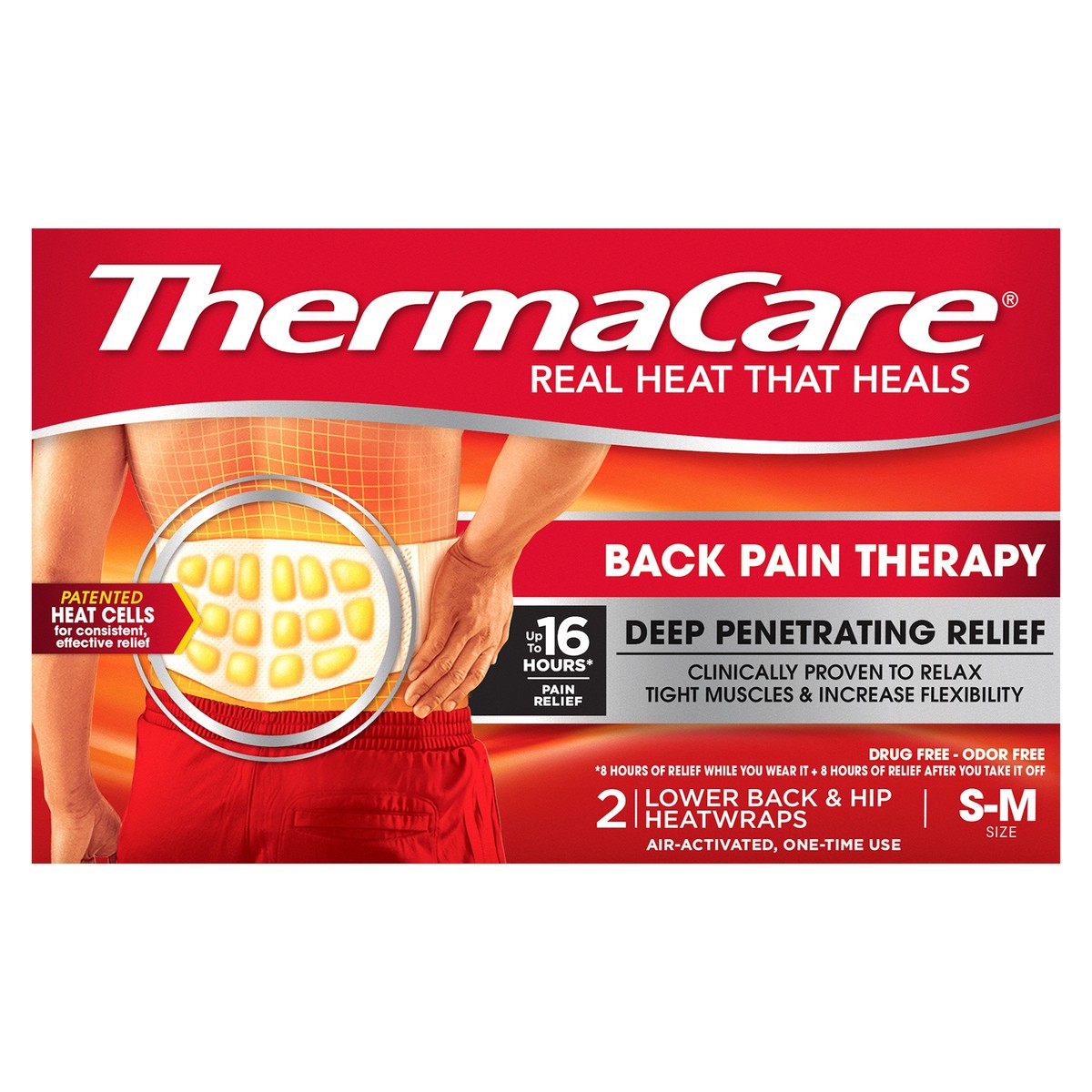 slide 10 of 11, Thermacare Lower Back & Hip Pain Relief Small & Mediumium Patch, 2 ct