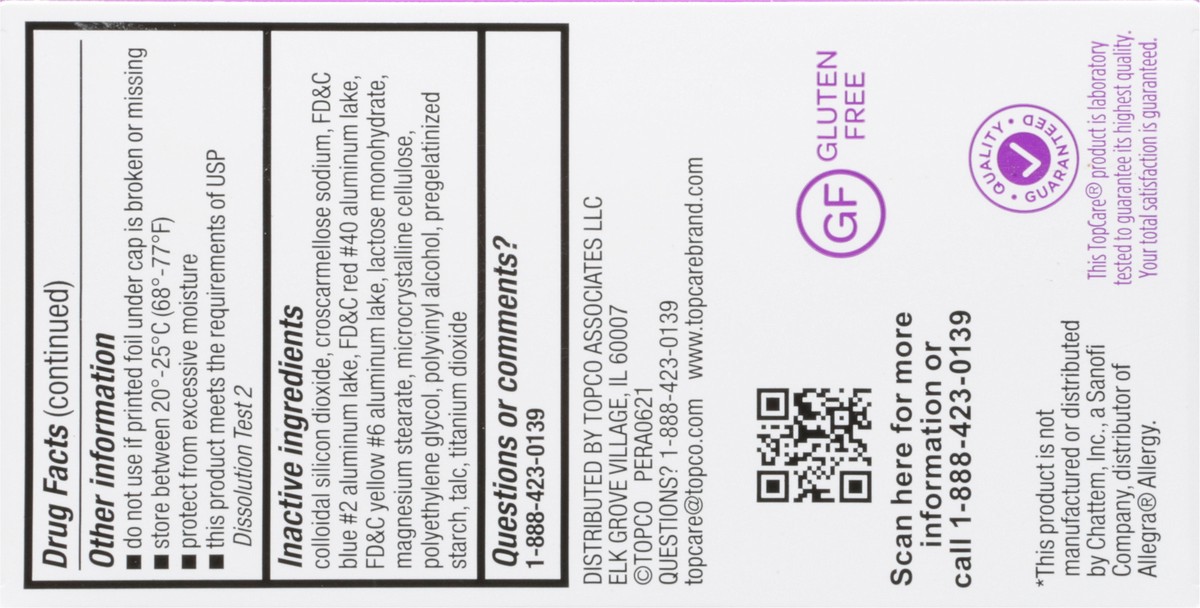 slide 3 of 9, Topcare Allergy Relief, Non-Drowsy, 180 Mg, Tablets, 90 ct