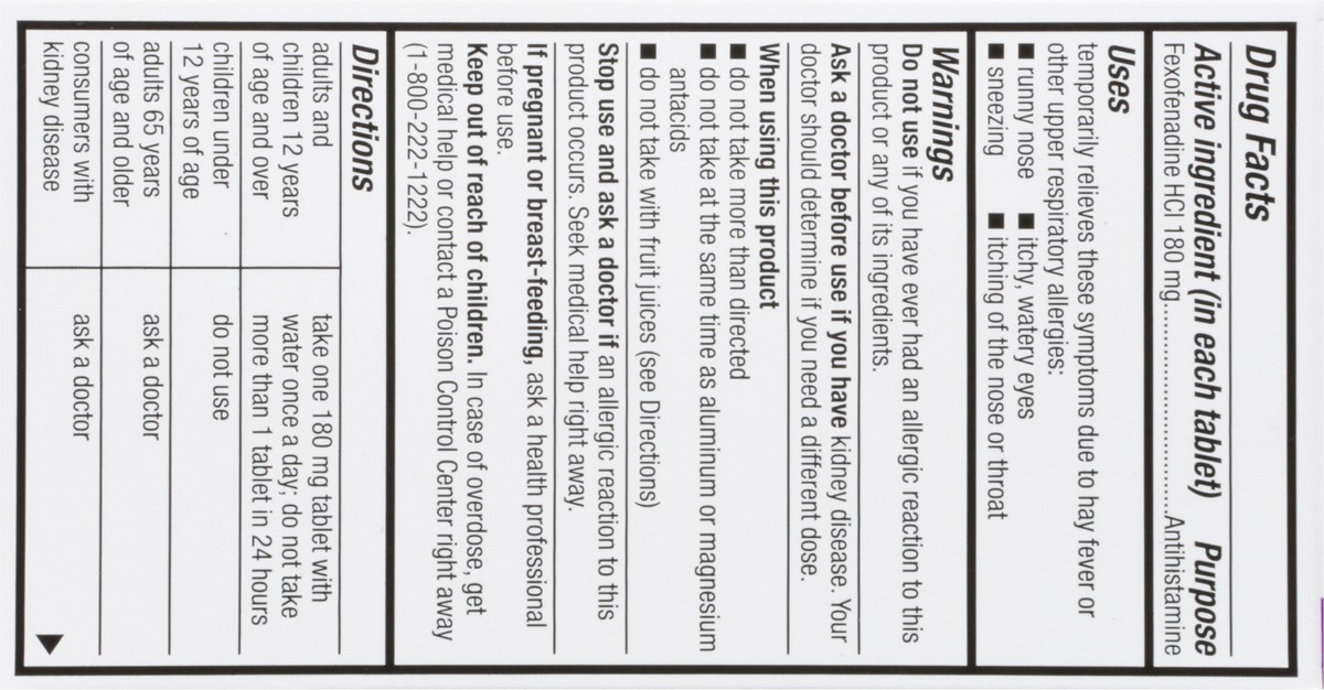 slide 2 of 9, Topcare Allergy Relief, Non-Drowsy, 180 Mg, Tablets, 90 ct