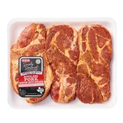H-E-B Simply Seasoned Boneless Boston Butt Pork Steaks, Extra Thick Cut – Sweet TX Heat