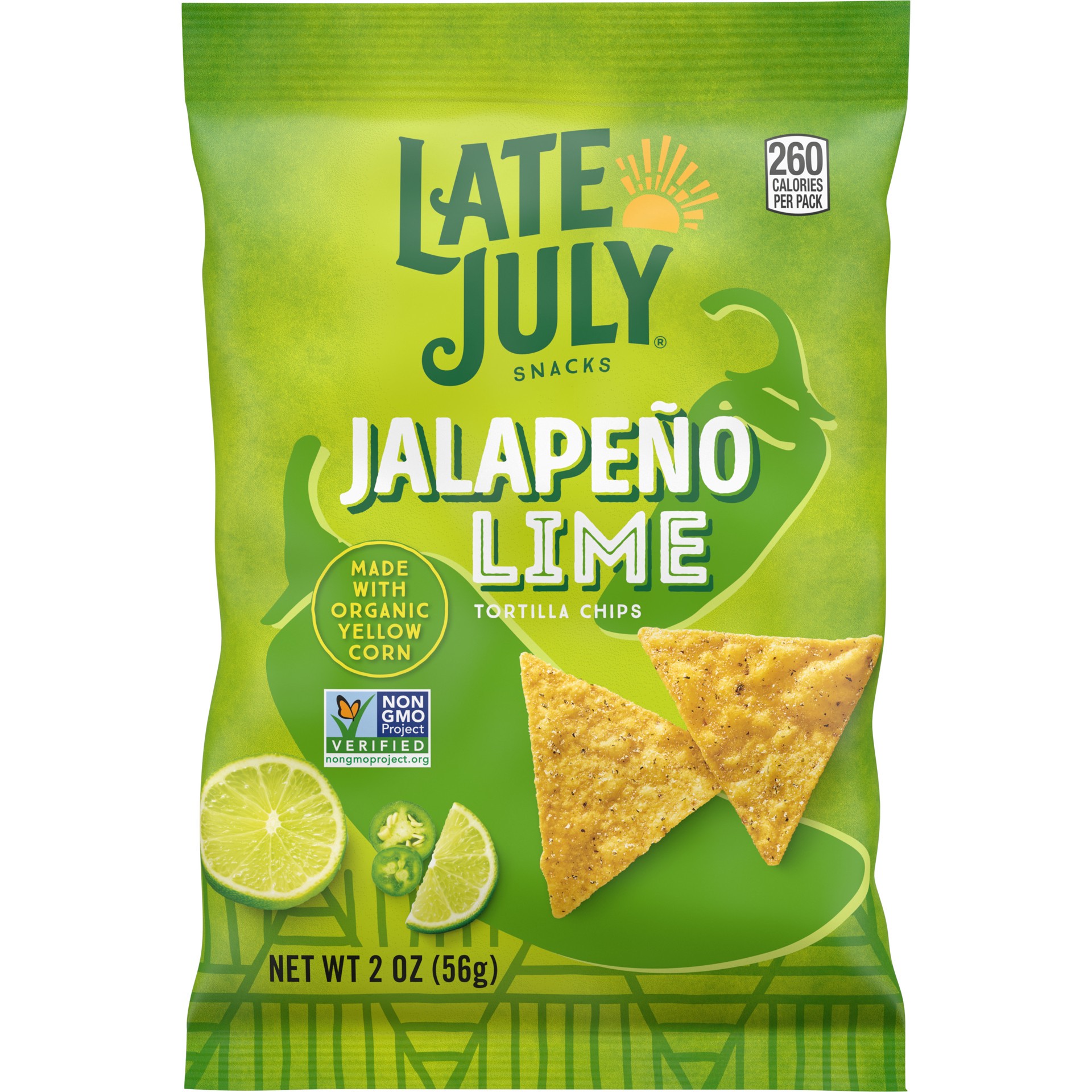 slide 1 of 6, Late July Snacks, Jalapeño Lime Tortilla Chips, 2 Oz Snack Bag, 2 oz