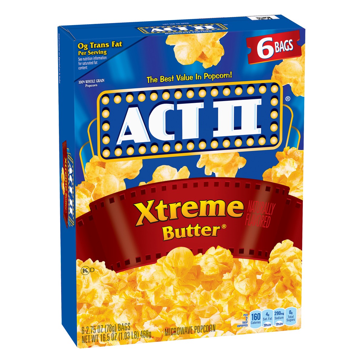 slide 2 of 9, ACT II Xtreme Butter Microwave Popcorn, 6-Count 2.75-oz. Bags, 6 ct