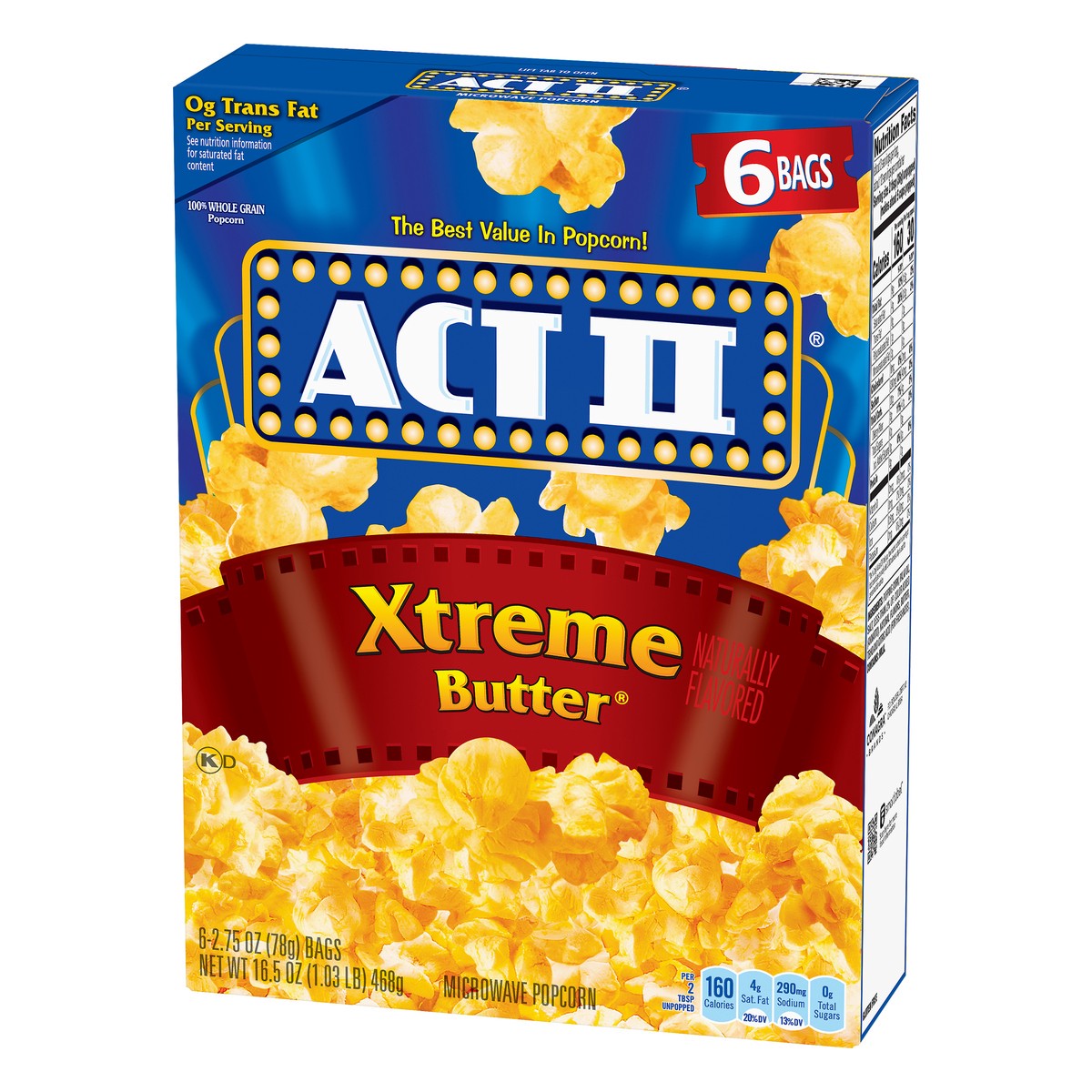 slide 3 of 9, ACT II Xtreme Butter Microwave Popcorn, 6-Count 2.75-oz. Bags, 6 ct