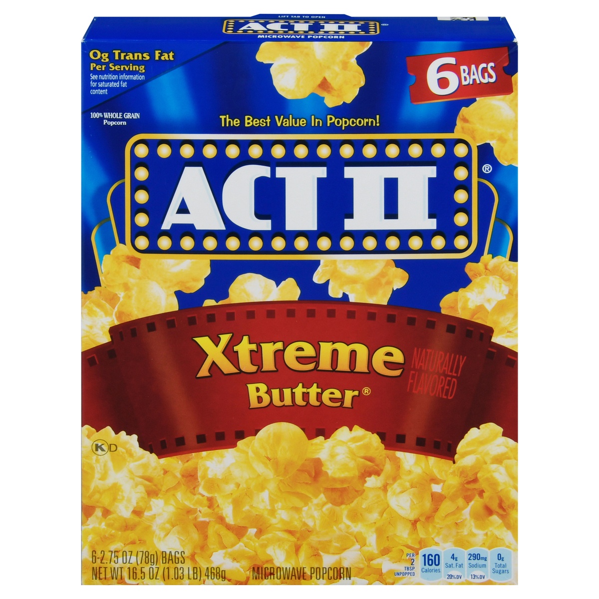 slide 1 of 1, ACT II Microwave Xtreme Butter 6 Pack Popcorn, 16.5 oz