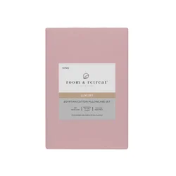 ROOM & RETREAT RR 600 Thread Counts Pillowcase, King, 2 pc set, Mauve