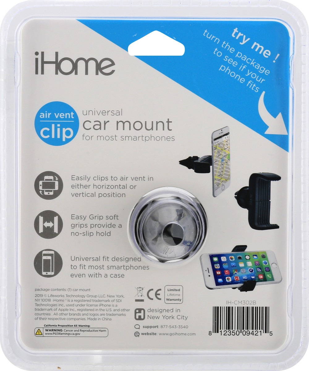 slide 8 of 10, iHome Air Vent Clip Car Mount 1 ea, 1 ct