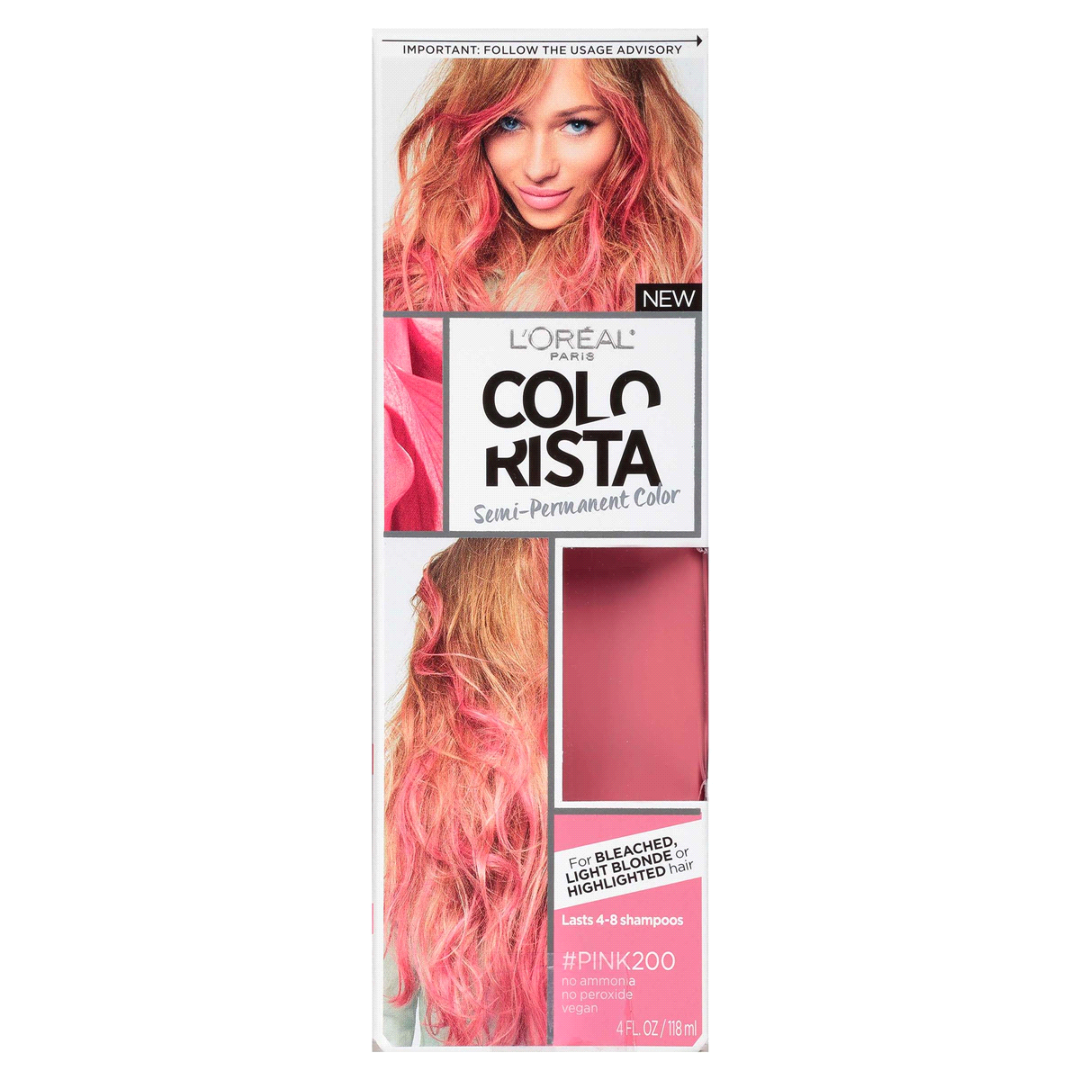 slide 1 of 1, L'Oréal Colorista Semi-Permanent Color, Pink 200, 4 fl oz