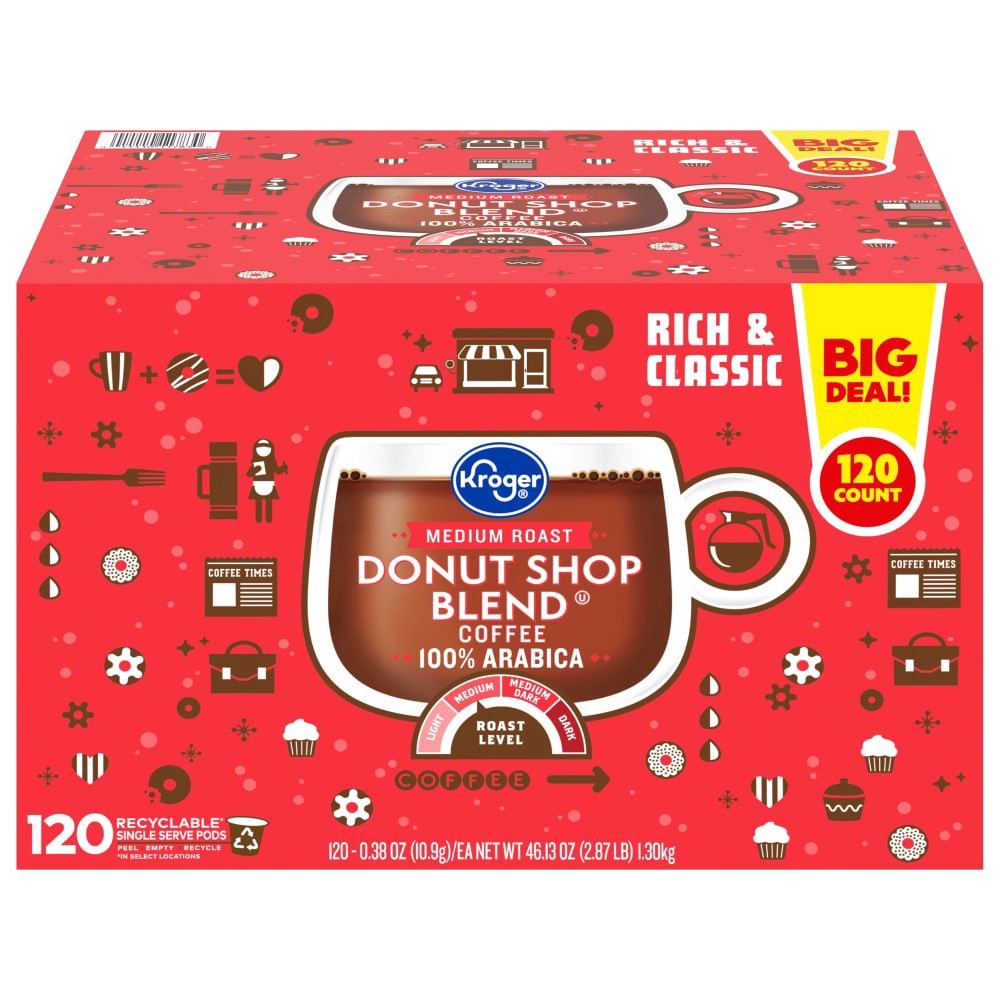 slide 1 of 5, Kroger Donut Shop Coffee Single Serve Cups - 120 ct, 120 ct