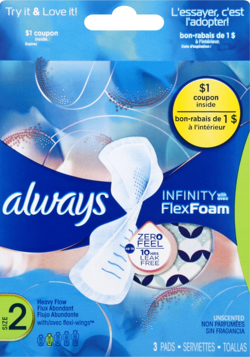 slide 9 of 9, Always Infinity Flex Foam Pads, 3 ct