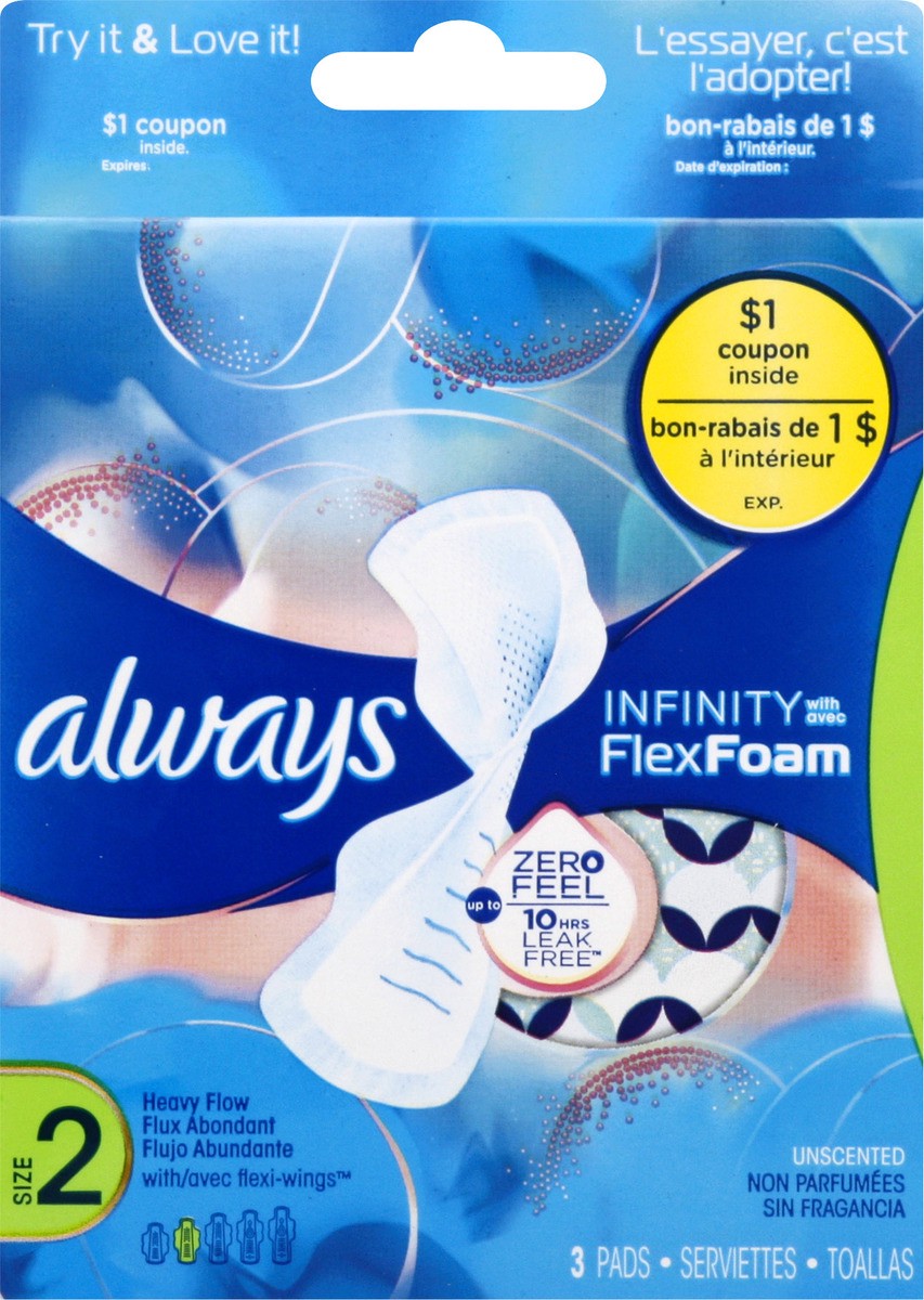 slide 6 of 9, Always Infinity Flex Foam Pads, 3 ct