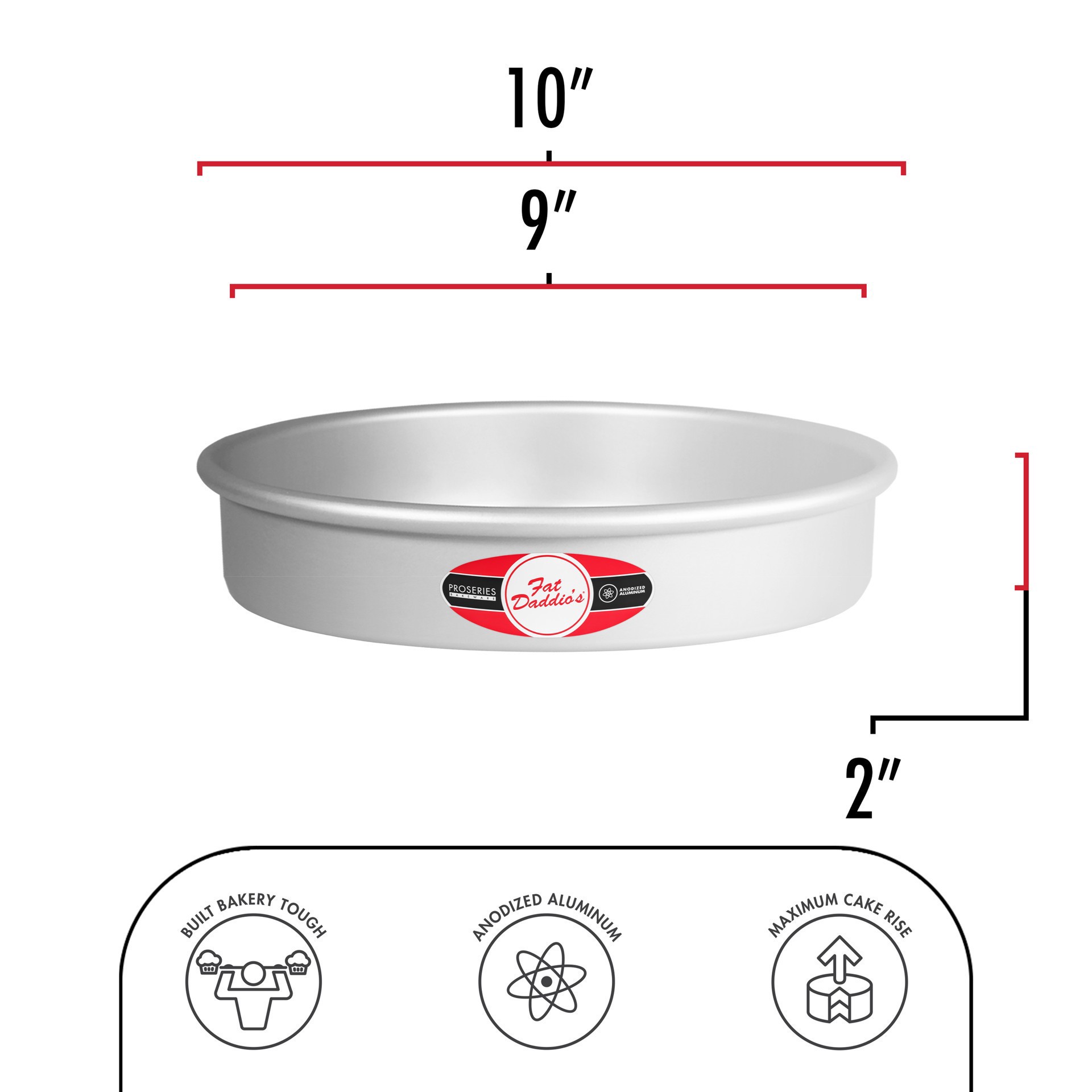 slide 4 of 4, Fat Daddio's Pro Series Bakeware Anodized Aluminum Round Cake Pan, 9 in x 2 in