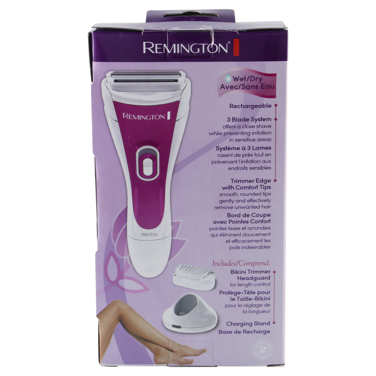 slide 4 of 5, Remington Smooth & Silky 3-Blade Wet & Dry Women's Rechargeable Electric Shaver - WDF4820, 1 ct