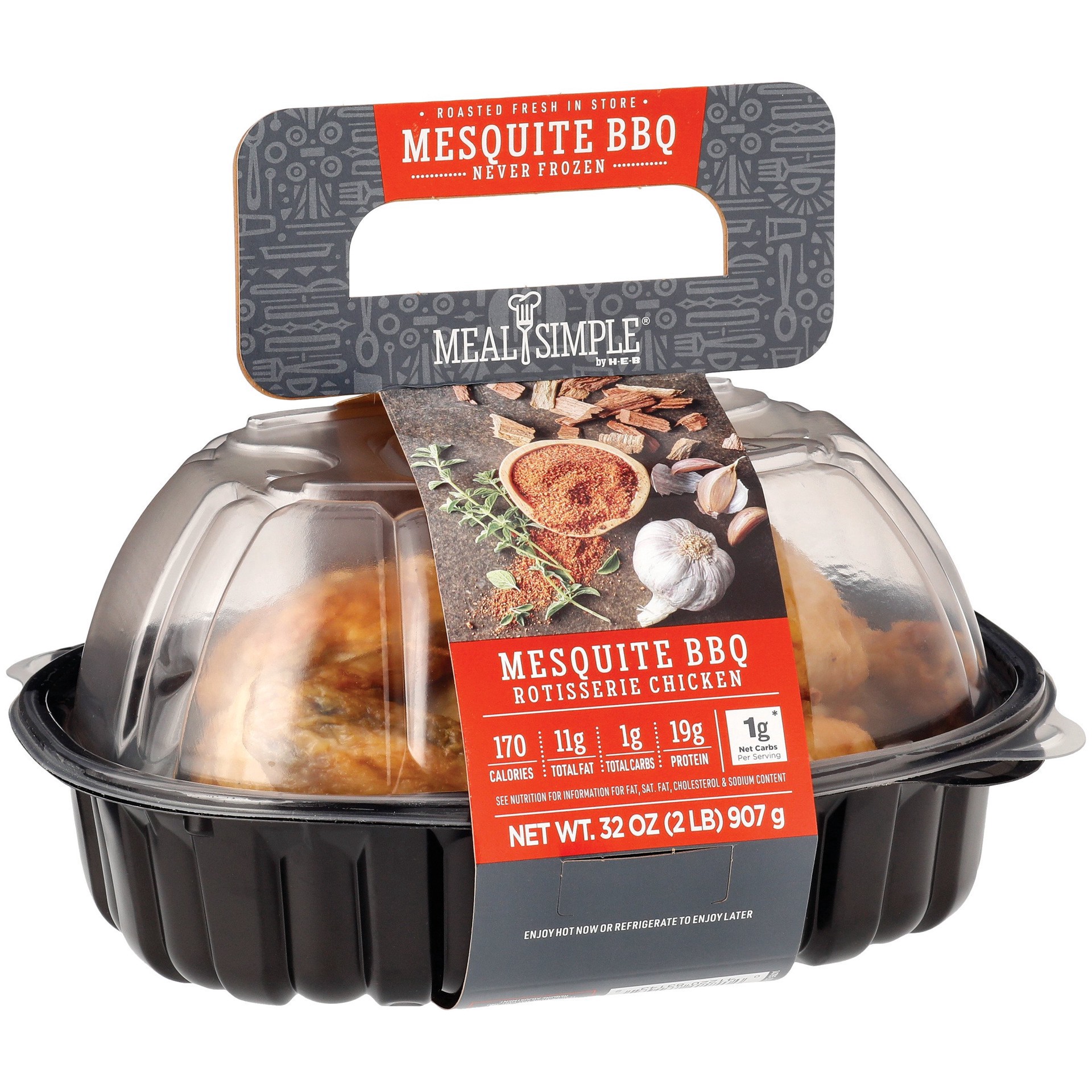 slide 1 of 1, H-E-B BBQ Mesquite Rotisserie Chicken, 1 ct