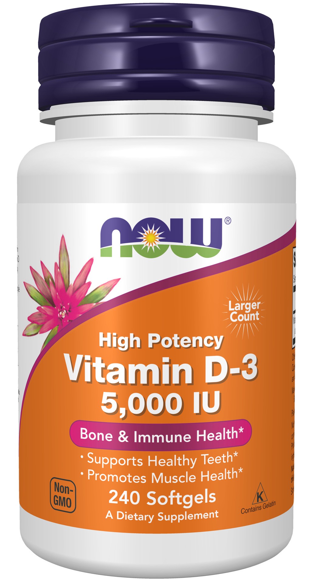 slide 1 of 5, NOW Vitamin D-3 5000 IU - 240 Softgels, 240 ct