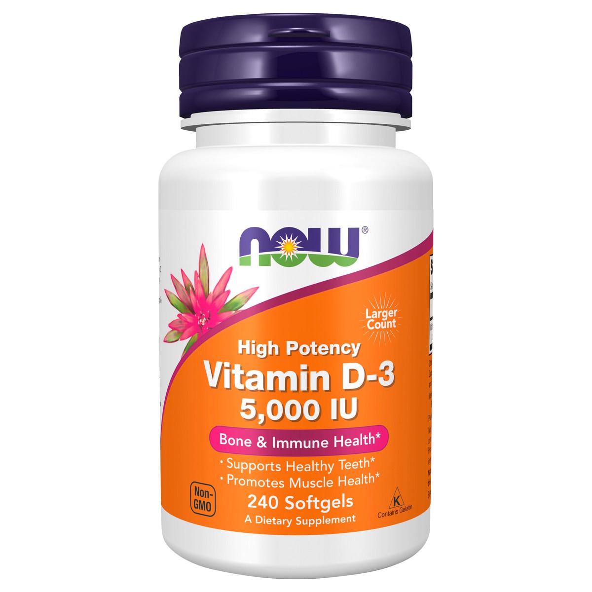 slide 1 of 5, NOW Supplements, Vitamin D-3 5,000 IU, High Potency, Structural Support*, 240 Softgels, 240 ct