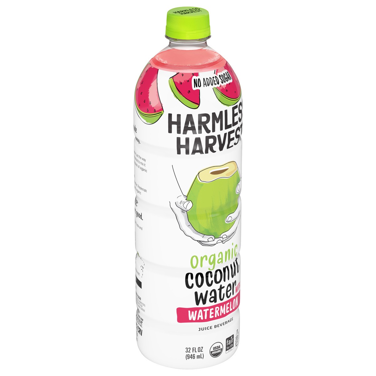 slide 4 of 4, Harmless Harvest Organic No Added Sugar Coconut Water with Watermelon 32 fl oz, 32 fl oz