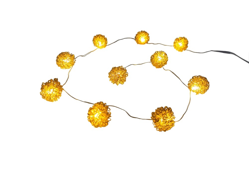 slide 1 of 1, Holiday Home Led Metal Ball String Lights - Gold, 1 ct