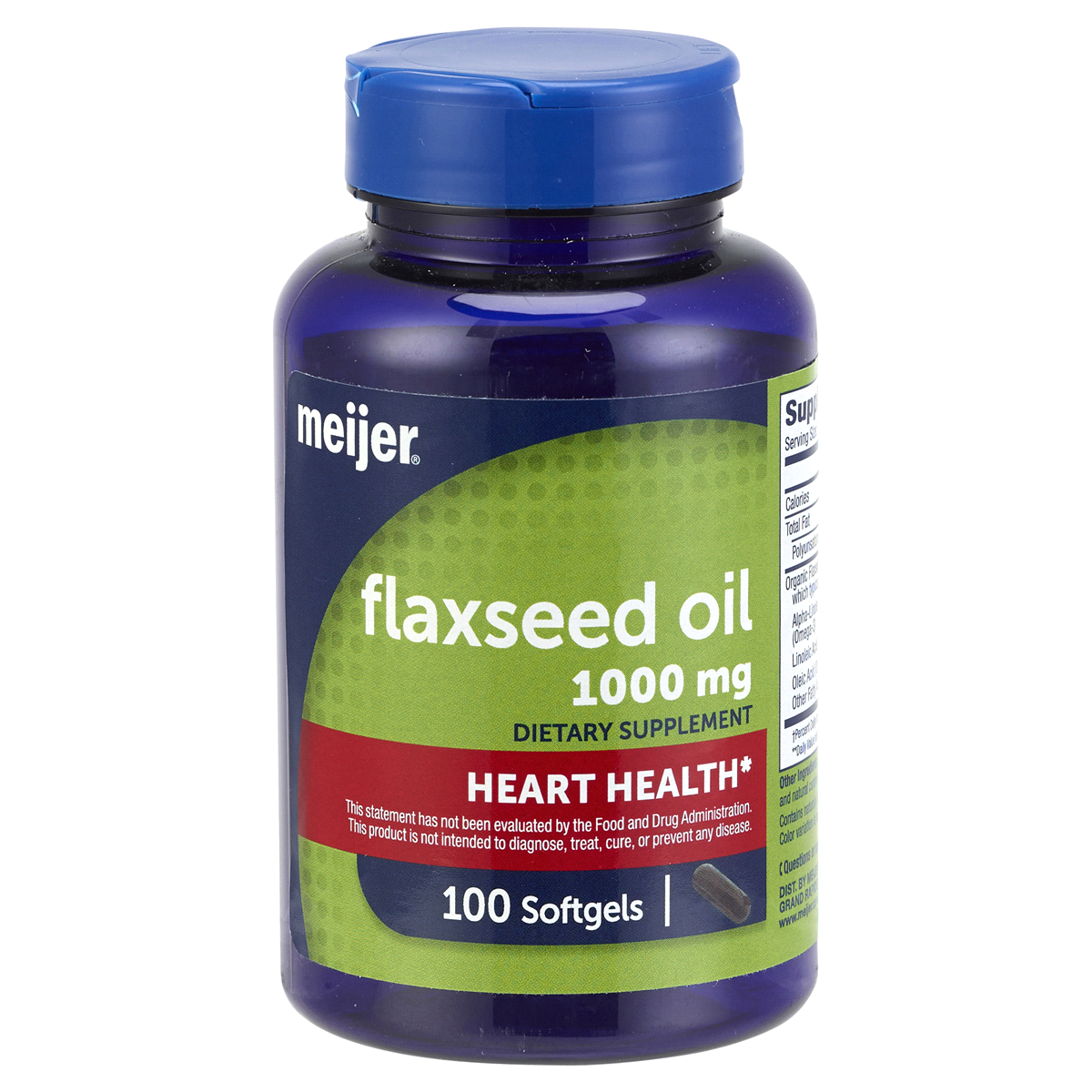 slide 1 of 9, MEIJER WELLNESS Meijer Natural Flaxseed Oil Softgel, 100 ct; 1000 mg