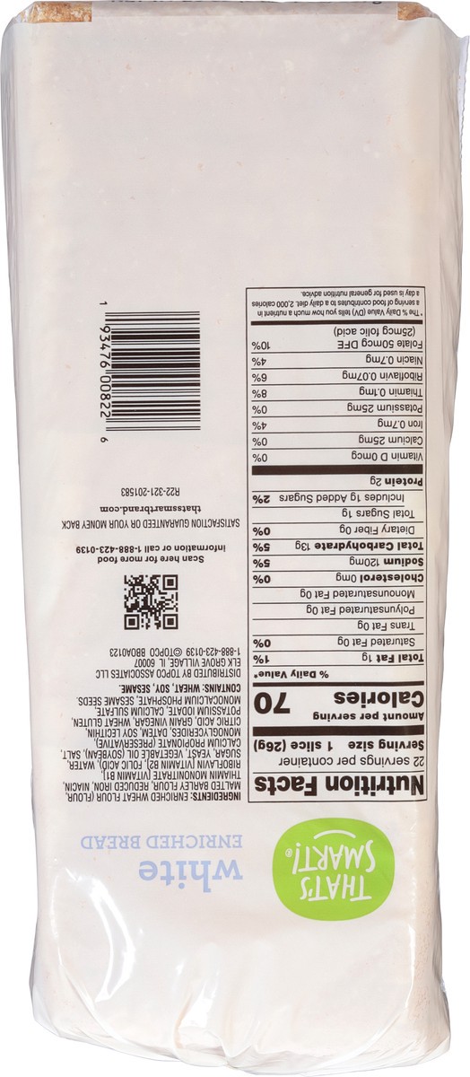 slide 3 of 9, That's Smart! White Enriched Bread 20 oz, 20 oz