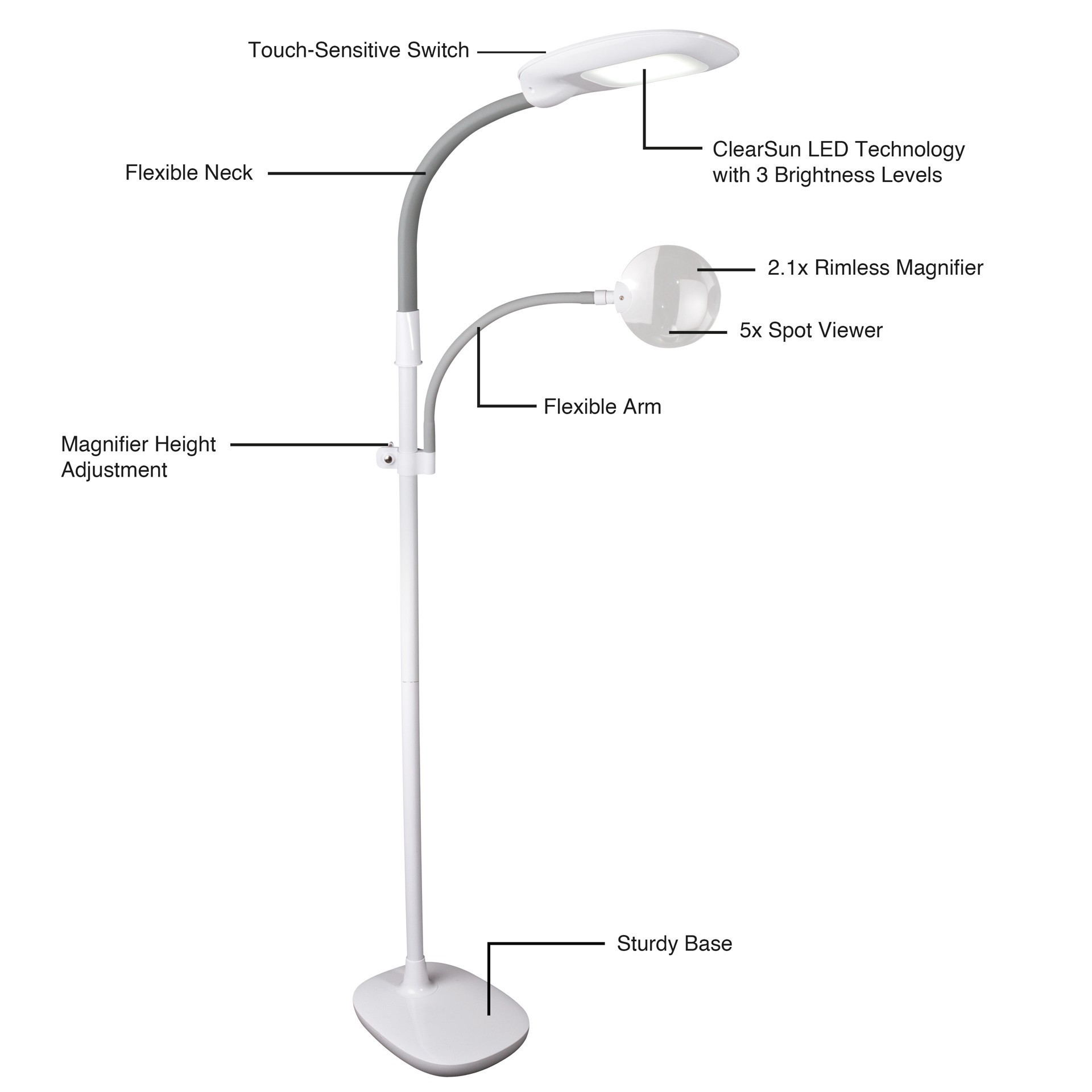 slide 3 of 11, Ott Lite Ottlite Easyview Led Craft Floor Lamp, 8.1875 in x 11 in