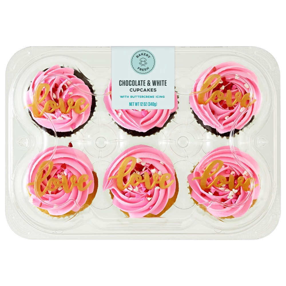 slide 1 of 1, Bakery Fresh Assorted Valentine's Day Cupcakes, 6 ct; 12 oz