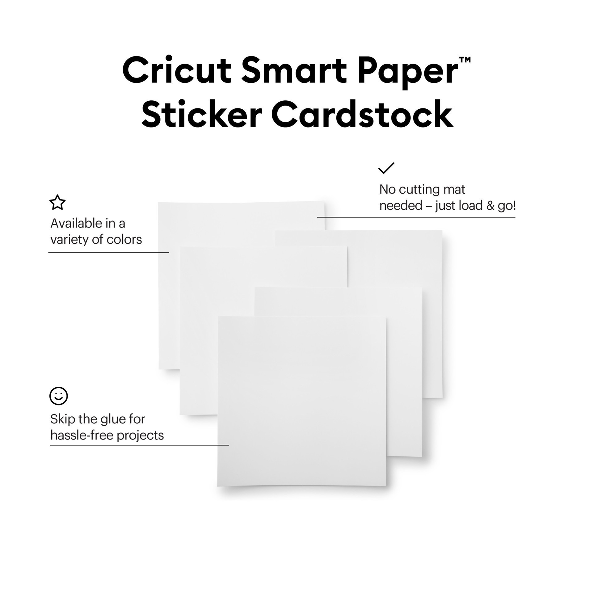 slide 5 of 5, Cricut Smart Paper Sticker Cardstock, White, 13 in x 13 in