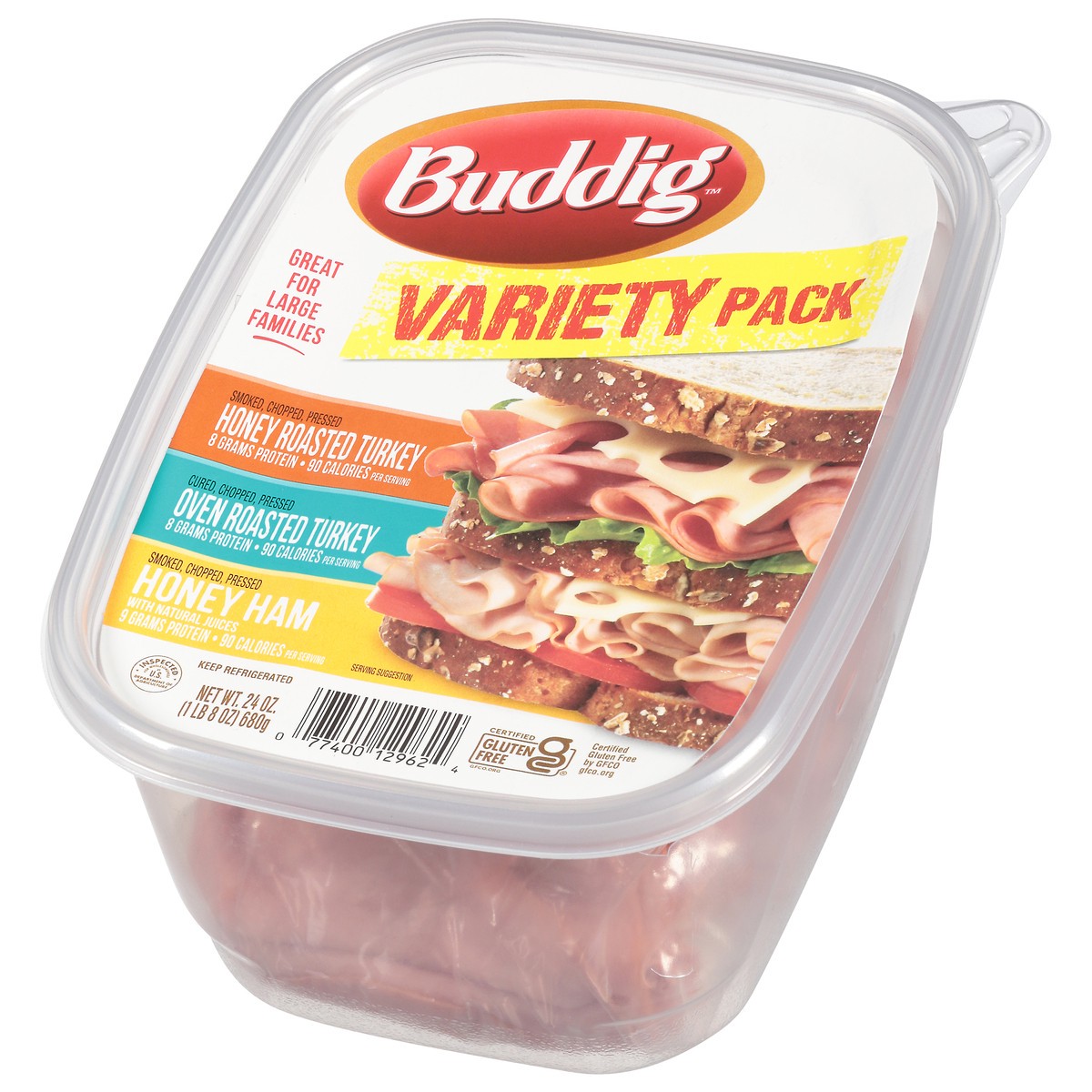 slide 7 of 12, Buddig Honey Roasted Turkey/Oven Roasted Turkey/Honey Ham Lunch Meat Variety Pack 24 oz, 24 oz