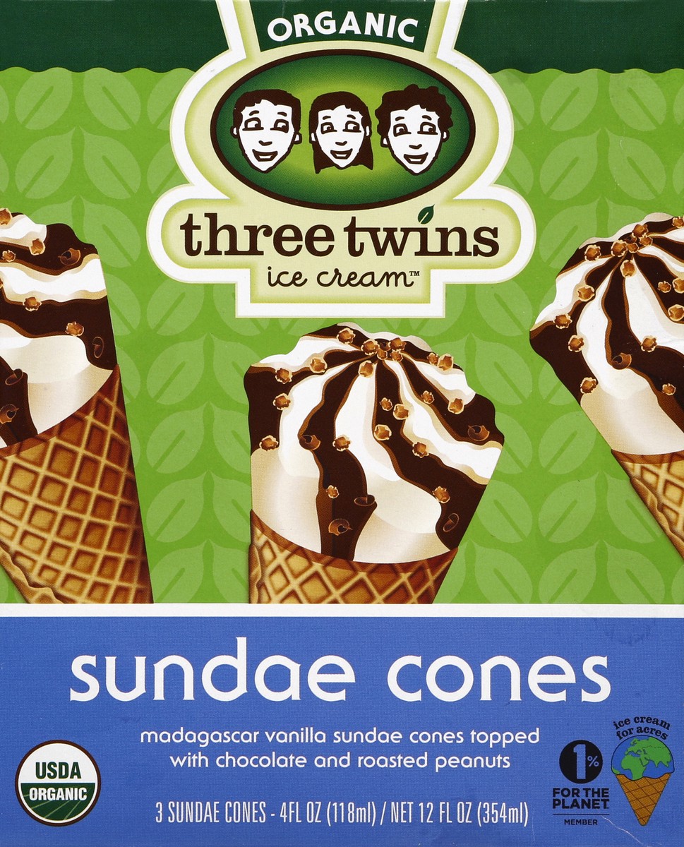 slide 2 of 4, Three Twins Sundae Cones 3 ea, 3 ct