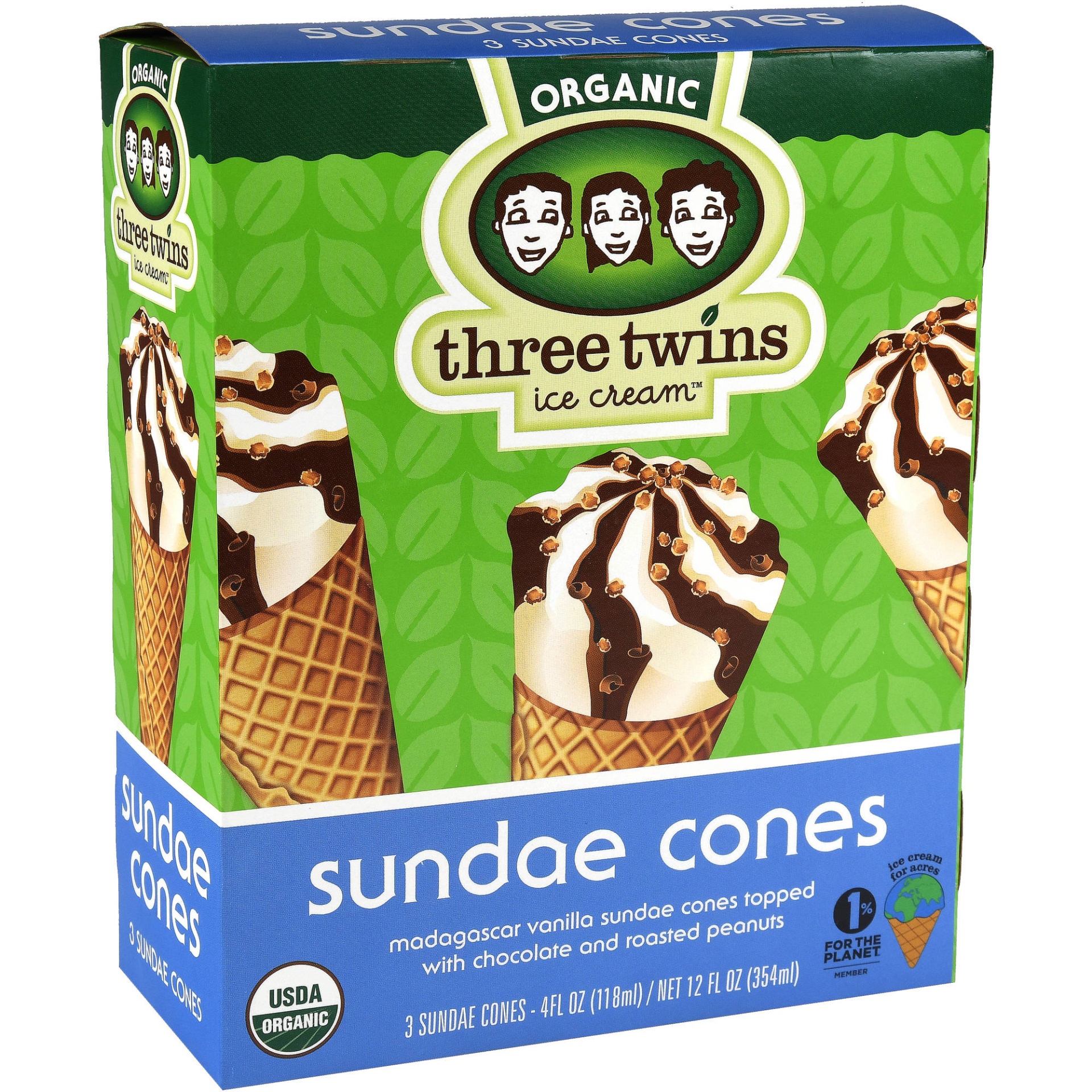 slide 1 of 4, Three Twins Sundae Cones 3 ea, 3 ct