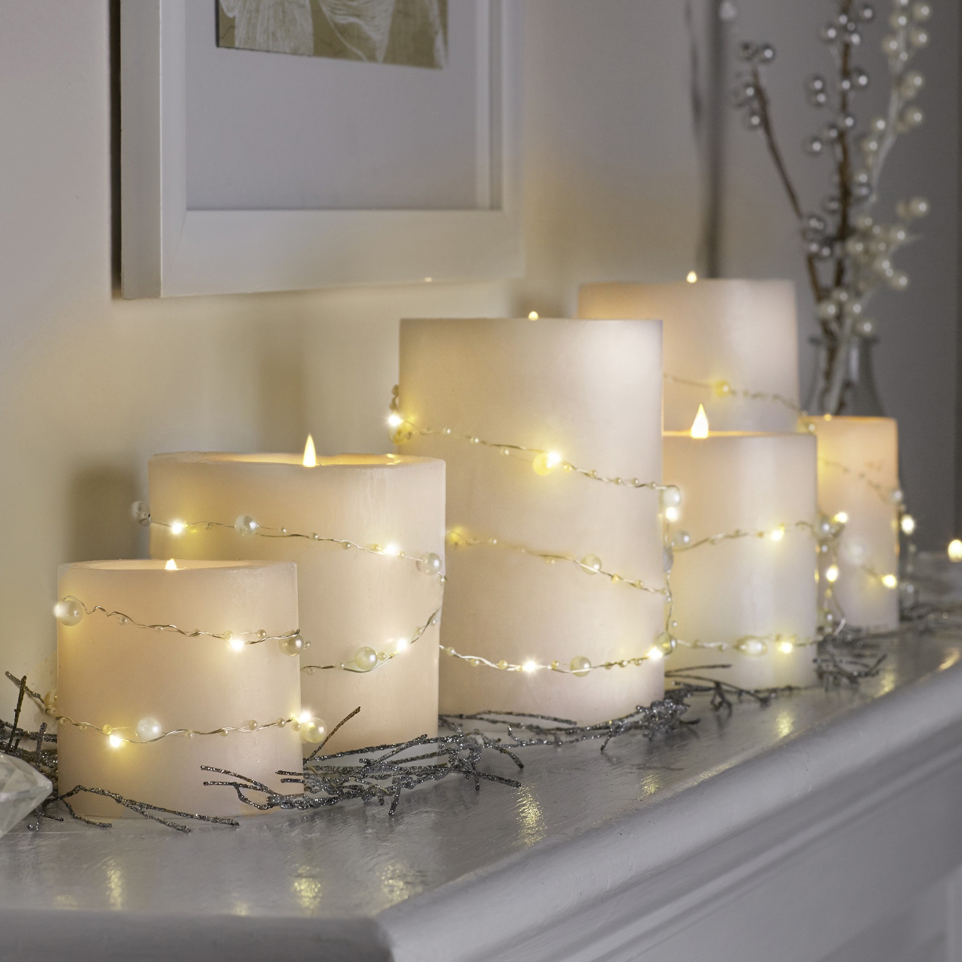 slide 5 of 7, 40ct. Warm White Gold Pearl Led String Lights By Ashland, 40 ct