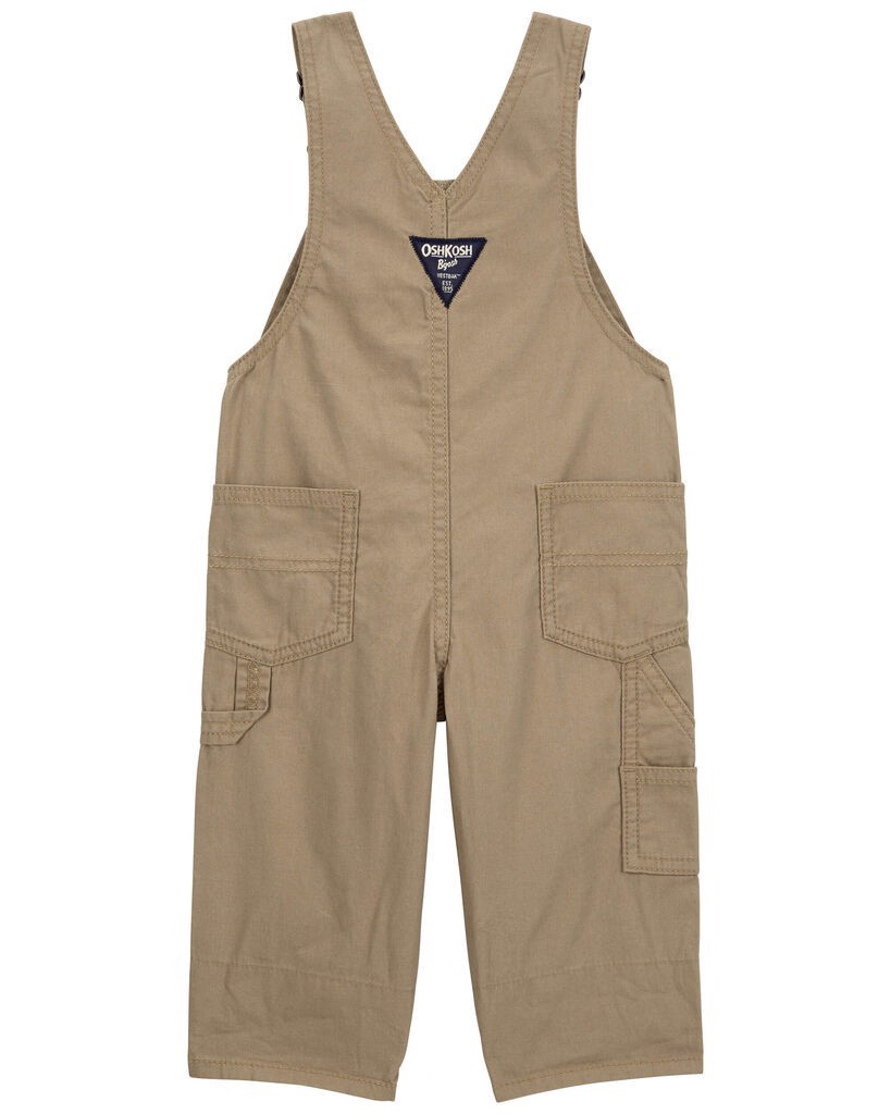 slide 2 of 3, Oshkosh Baby Solid Canvas Overalls - Brown Khaki 9M, 1 ct