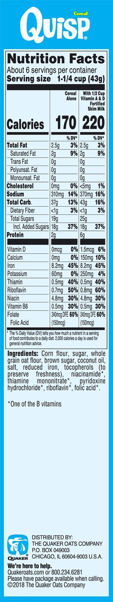 slide 5 of 5, Quaker Corn Cereal, 8.5 oz