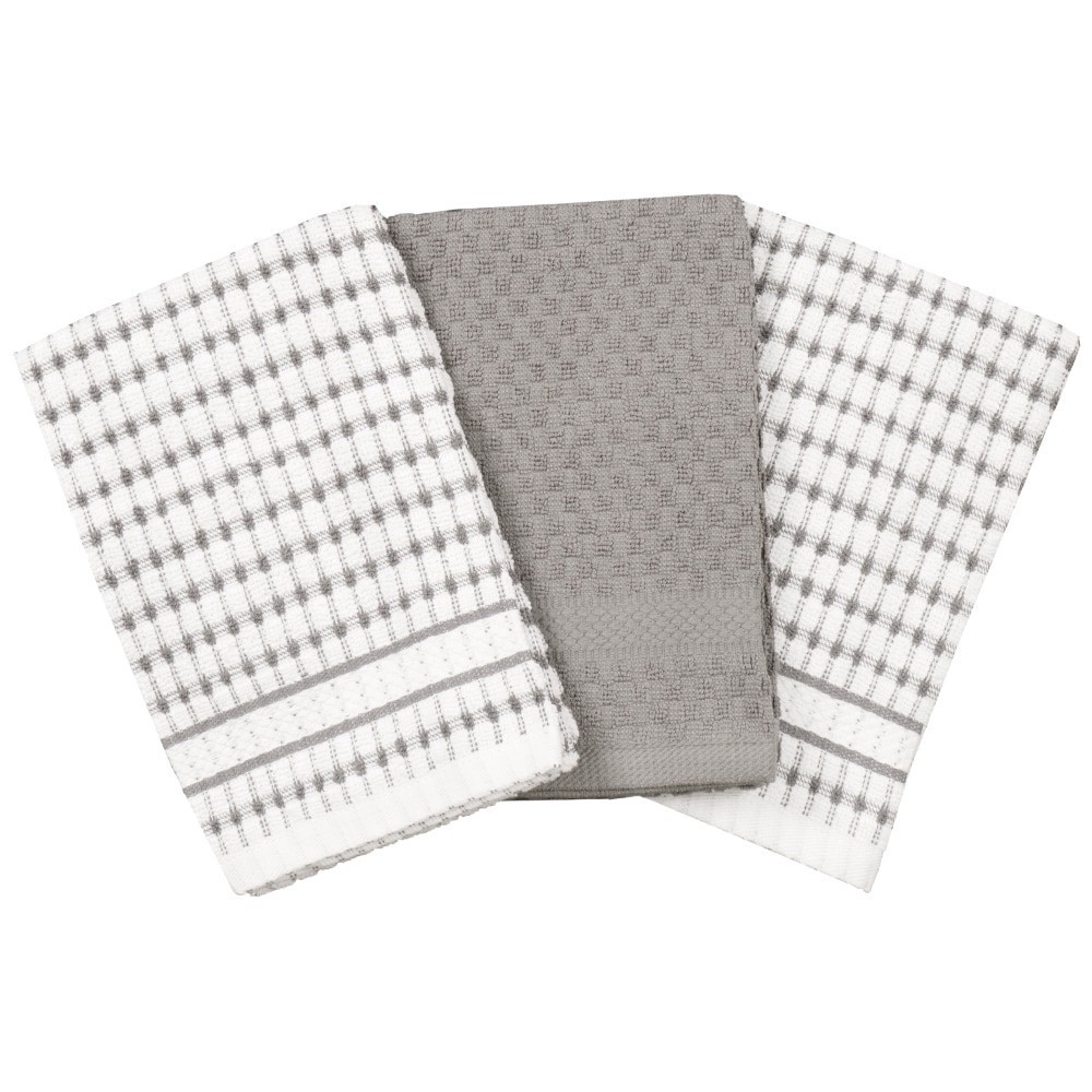 slide 2 of 2, Everyday Living® Popcorn Kitchen Towel - Charcoal, 3 ct
